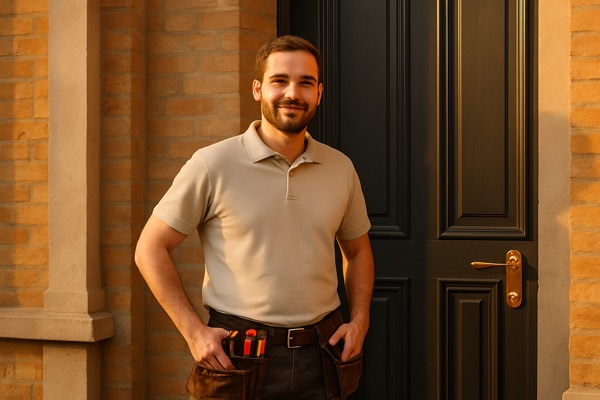 Voordeur met nieuw slot en deurkruk — Slotenmaker Lucas